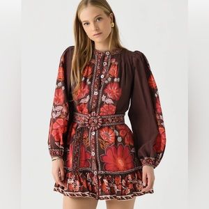 NWT Anthologie - Farm Rio Gigi Brown Mini Dress Size Small